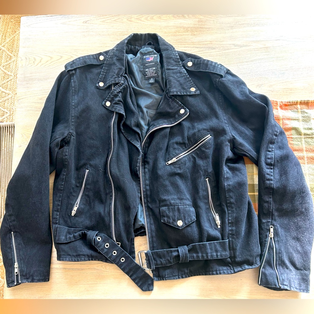 Vintage Oversized Black Biker/Trendy/Jean Jacket
